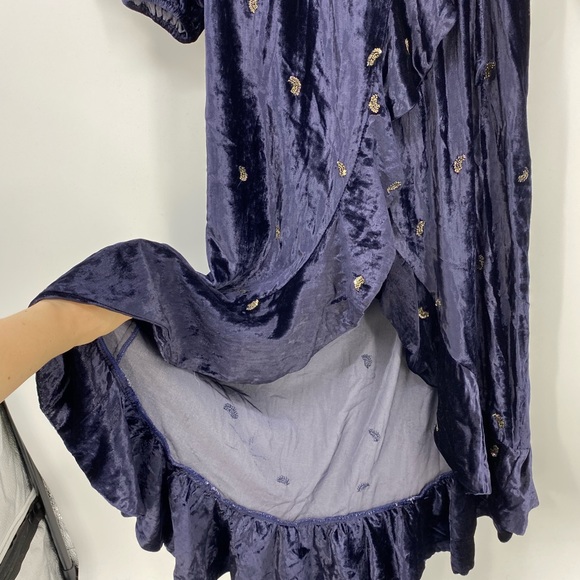 Rococo Sand Velvet Maxi Faux Wrap Dress Sequin Long Sleeve Holiday Party - Picture 8 of 14